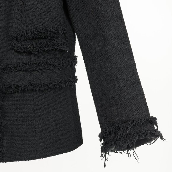 Lida Baday Black Boucle Tweed Fringe-Trim Jacket - Picture 5 of 8